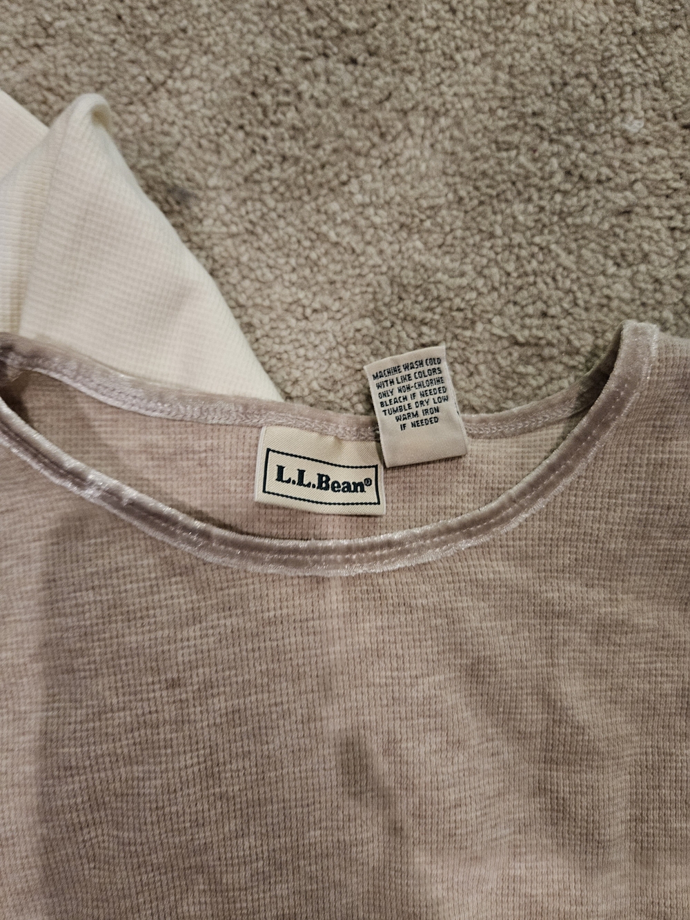 L.L. Bean Women's Long Sleeve Tops/Henleys/ Waffle Tops in Cream and Taupe - Picture 2 of 4